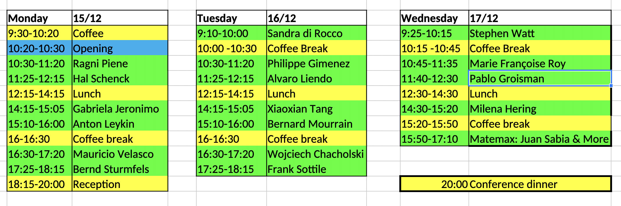 Schedule